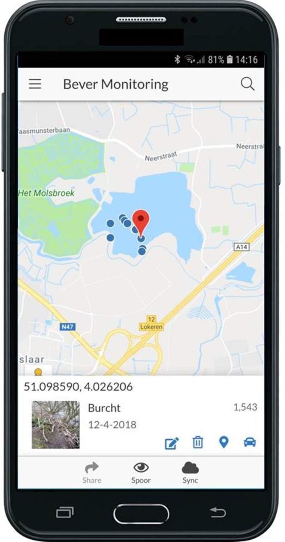 Voorbeeld data-invoer via de AppSheet tool.