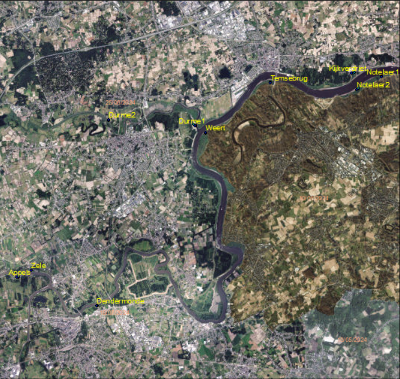 Geselecteerde ‘hotspot’ locaties langs de Zeeschelde.